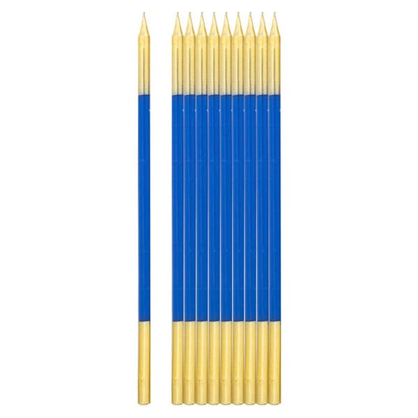 Svjećice pojedinačne PLAVO-ZLATNE - 15 cm 10 KOM