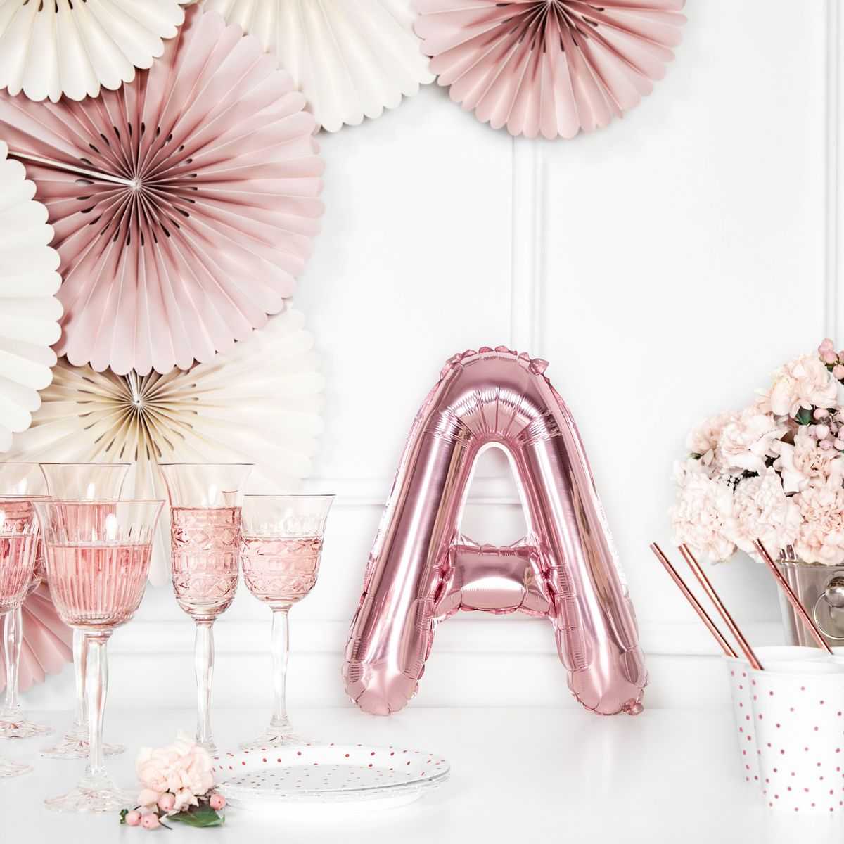 Folija balon Slovo "A", 35cm, ROSEGOLD.