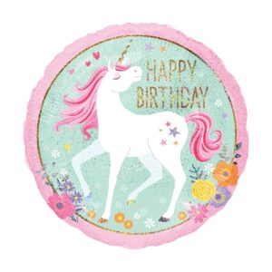 Folija balon 43 cmHolographic "Magical Unicorn Happy Birthday"