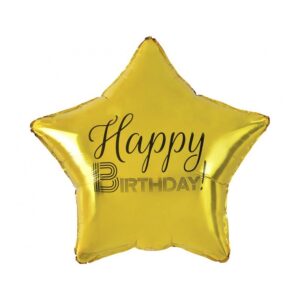 Folija balon 43cm ZVIJEZDA zlatna Happy Birthday