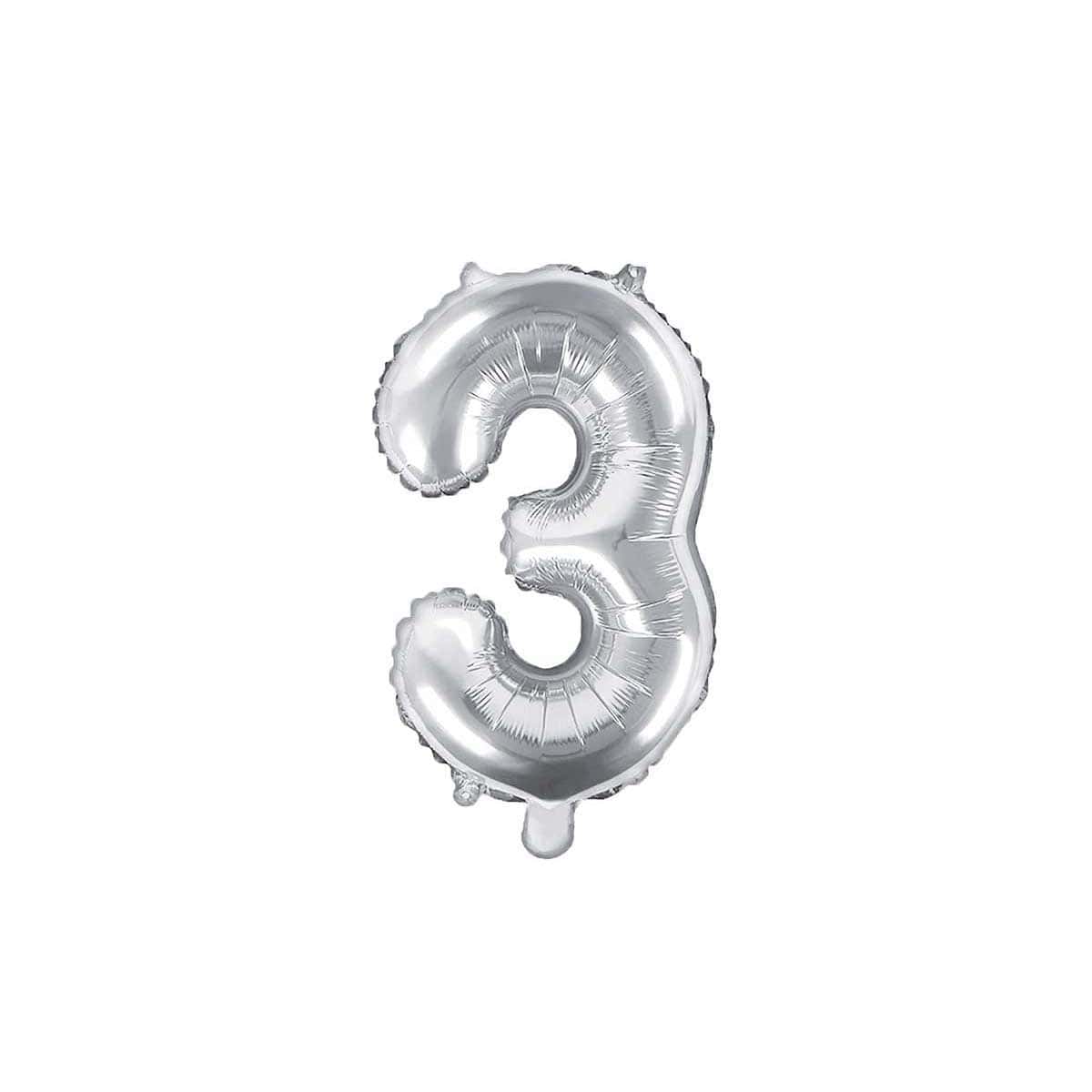 Folija balon Broj "3", 35cm, srebrno