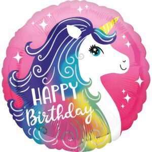 Folija balon 43 cm Unicorn Happy Birthday
