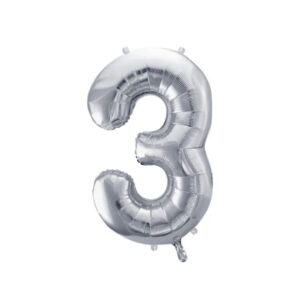Folija balon srednja  broj -3 srebrni, 65 cm