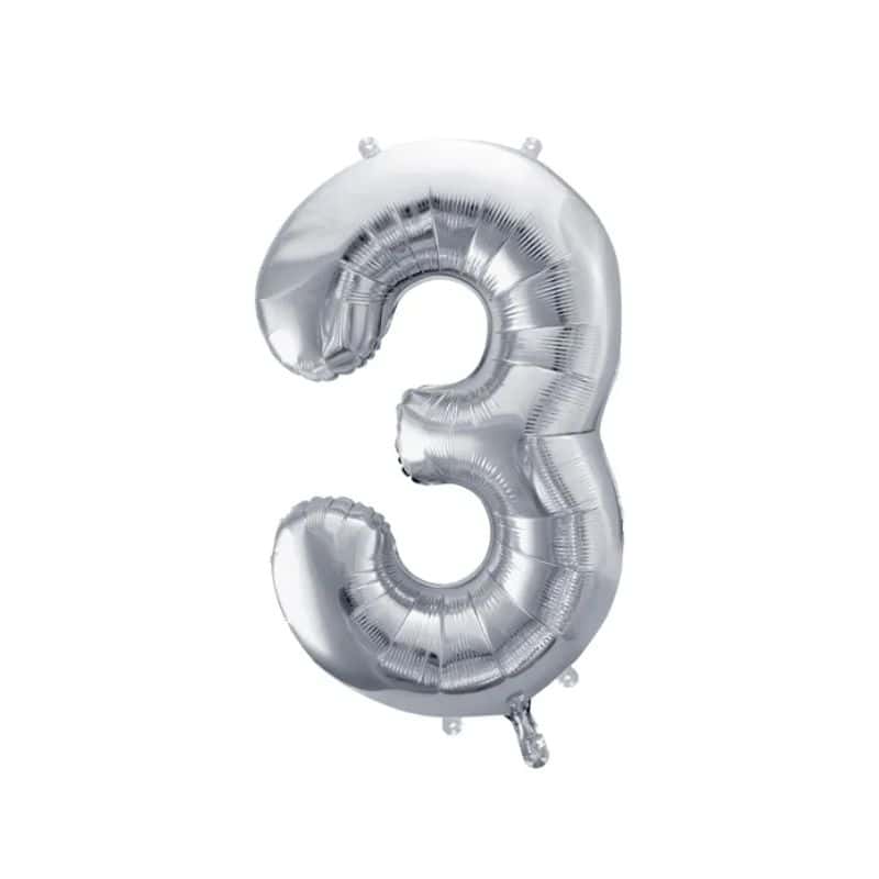 Folija balon srednja broj -3 srebrni, 65 cm