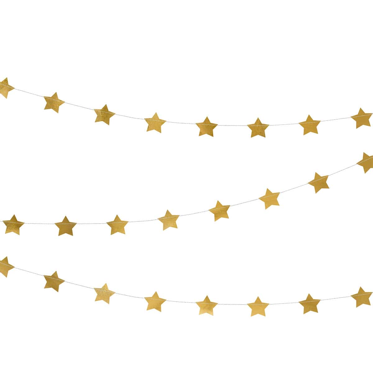 Girlanda zvjezdice, zlatna, 3.6m