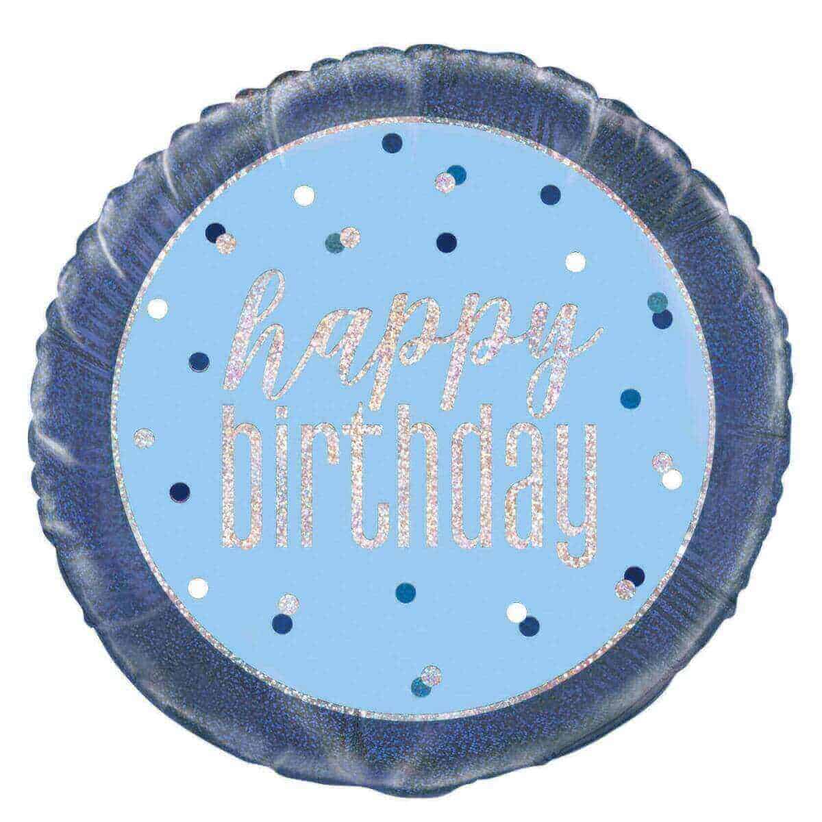 Folija balon Happy Birthday glitz blue, 43cm