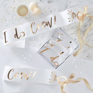 Lenta "I Do Crew" - bijelo zlatna, 6 kom