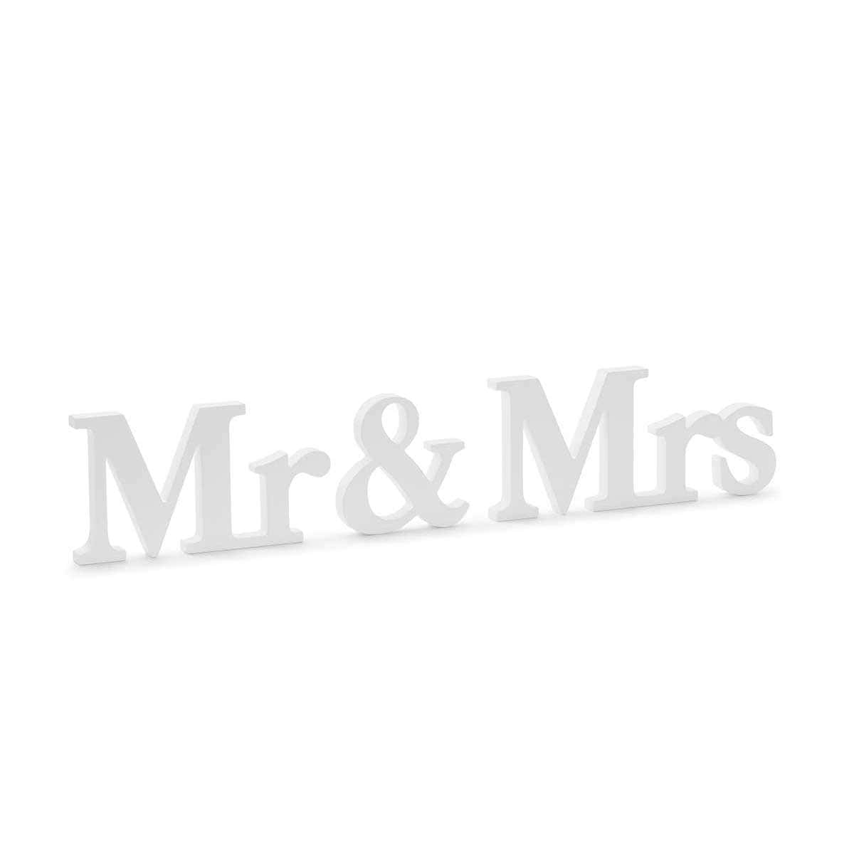Natpis Mr & Mrs bijele boje od drva