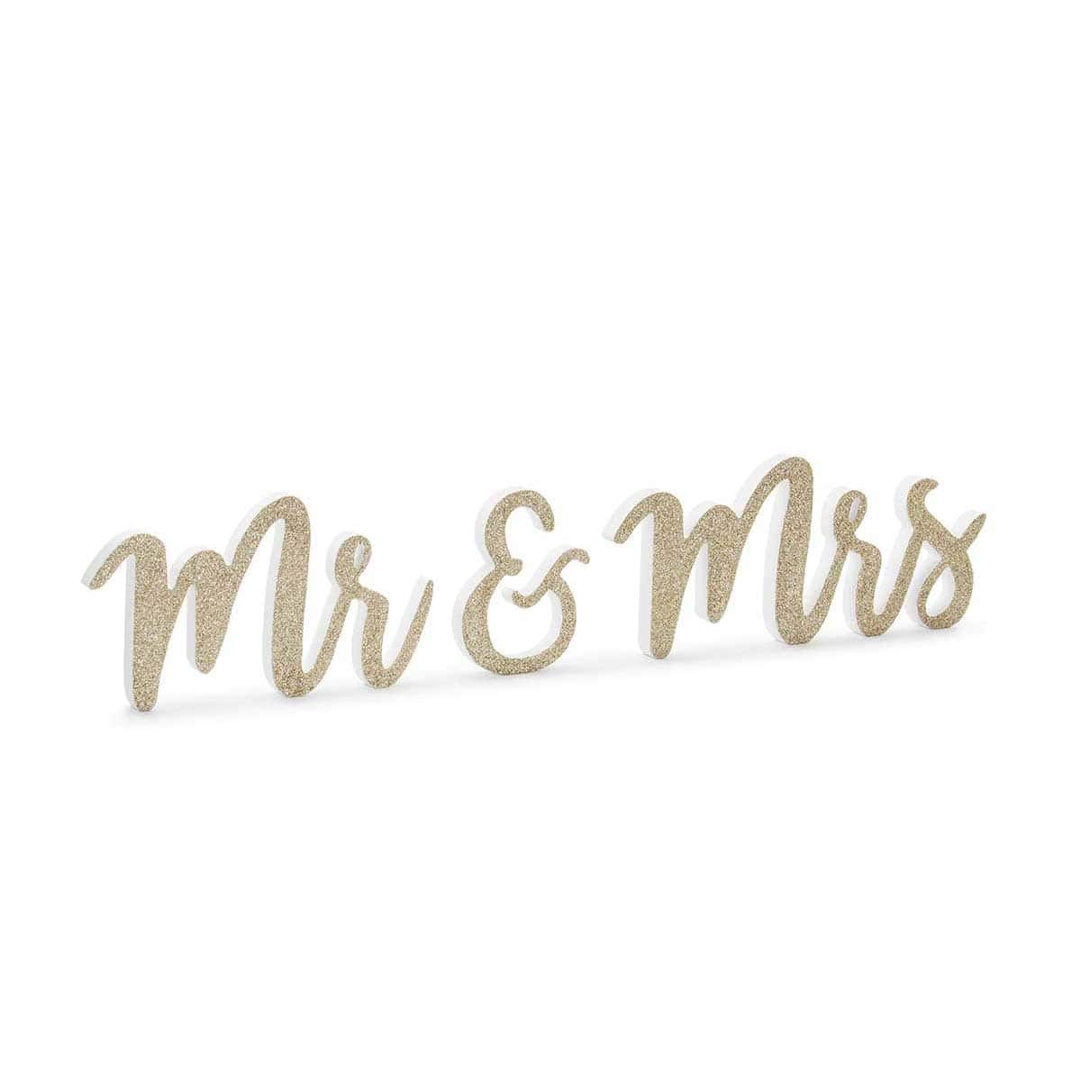 Natpis Mr & Mrs zlatni od drva