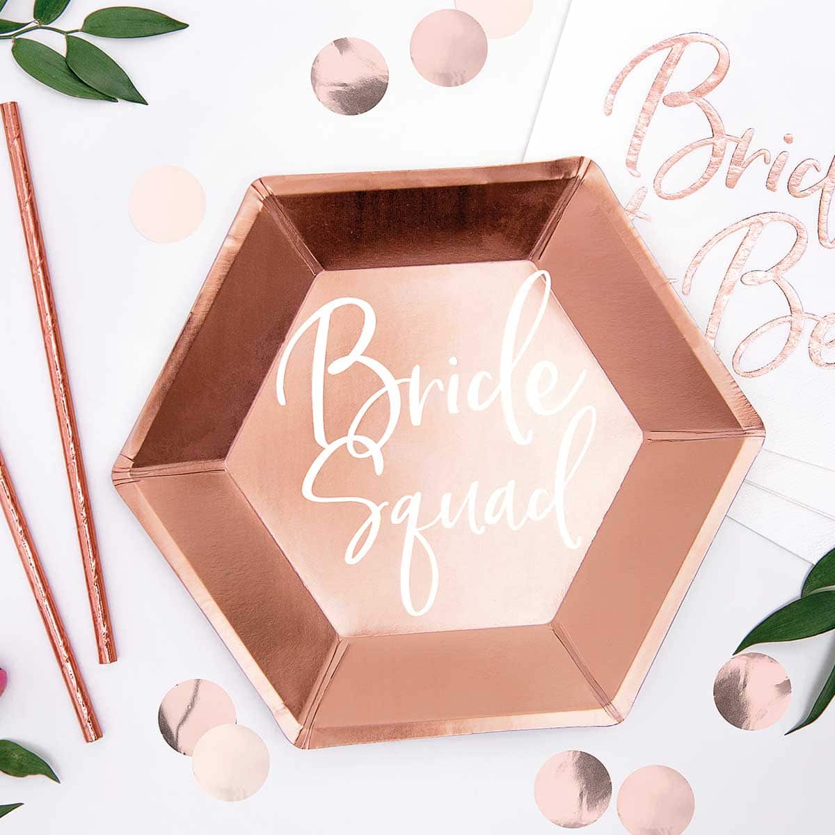 Papirnati tanjuri Bride squad, rose gold, 23cm 6 kom - Slika 2