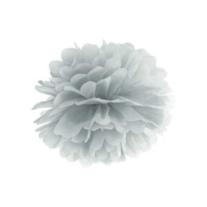 Pompon papirnati 35 cm - srebrna