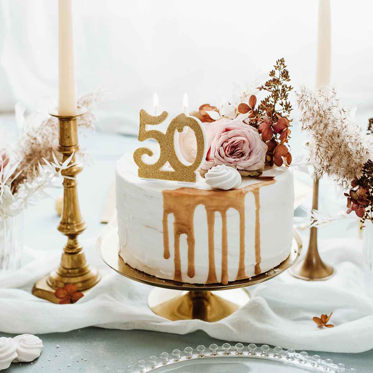 Rođendanska svjećica broj 50,zlatna - Slika 2