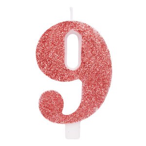 Rođendanska svjećica broj 9, glitter rosegold