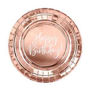 Tanjuri, rose gold s natpisom Happy birthdayi, 18cm, 6 kom