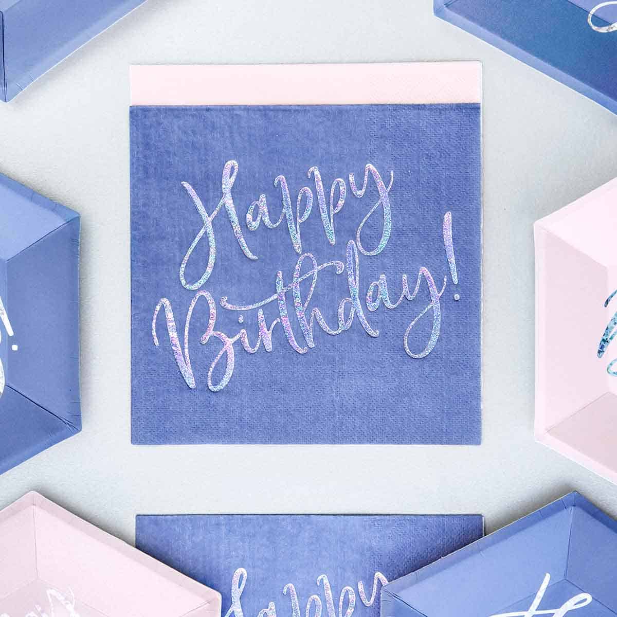 Salvete Happy Birthday navy blue 20 kom, 33x33 cm - Slika 2