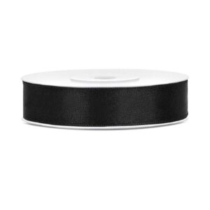 Traka satenska, black, 12mm/25m