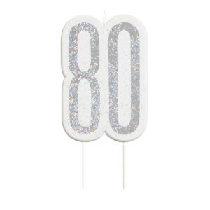Svjećica rođendanska broj BDAY GLITZ-srebrna-80
