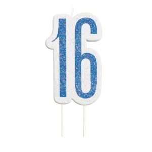 Svjećica rođendanska broj BDAY GLITZ-plavaj-16