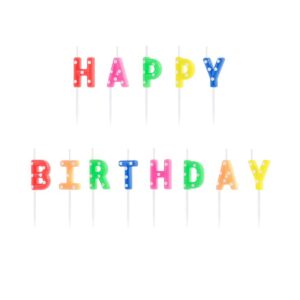 Svjećice slova Happy birthday šarene s točkama