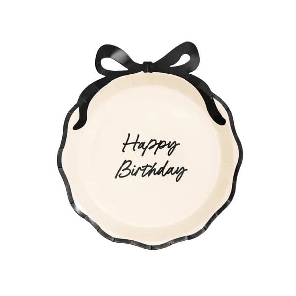 Tanjuri papirnati Happy Birthday s mašnicom, 24cm 6 kom