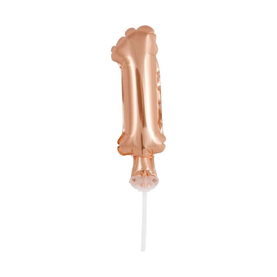 Topper za tortu folija balon broj 1, rosegold