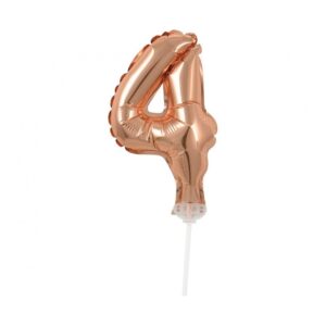 Topper za tortu folija balon broj 4, rosegold