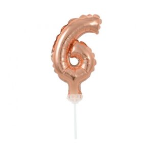 Topper za tortu folija balon broj 6, rosegold