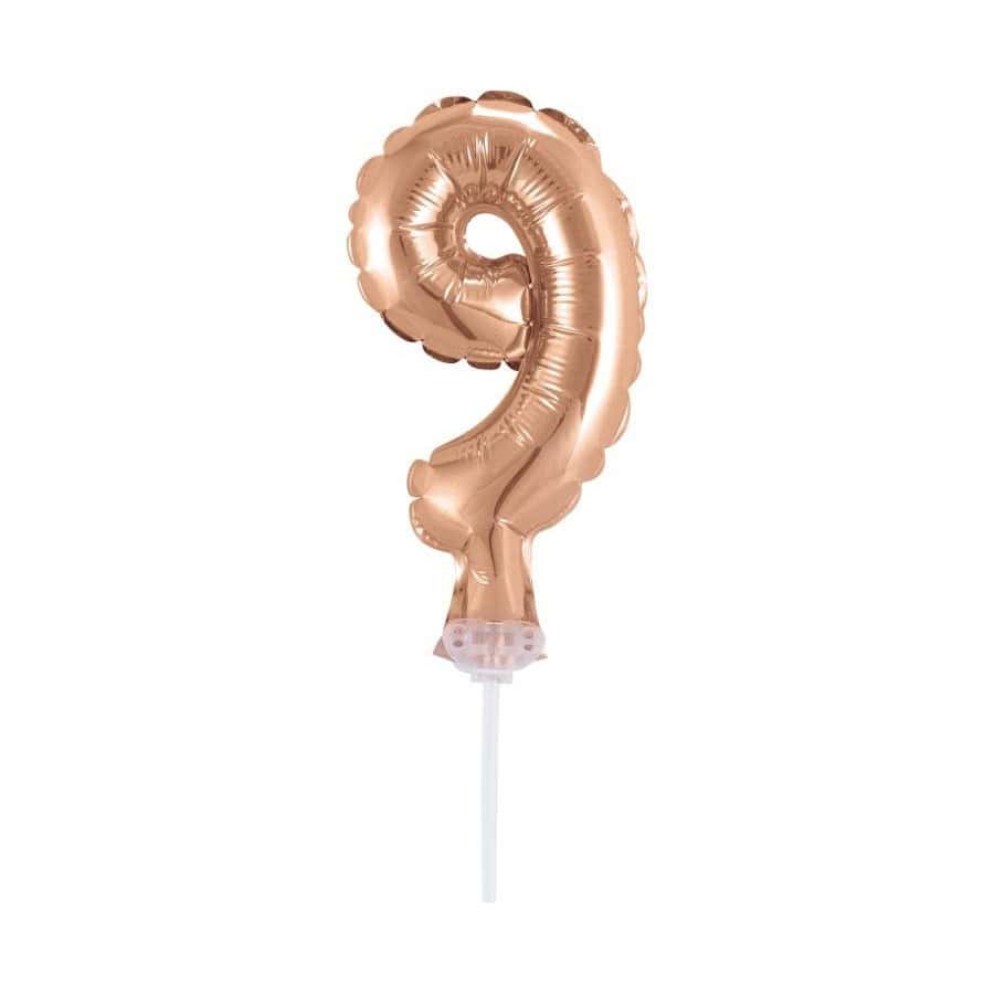 Topper za tortu folija balon broj 9, rosegold