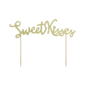 Ukras za tortu - Sweet Kisses -zlatna-16,5cm