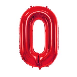 Veliki folija balon broj 0 - Crveni, 80 cm