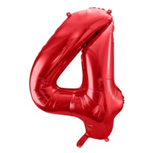 Veliki folija balon broj 4 - Crveni, 80 cm