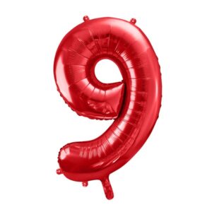 Veliki folija balon broj 9 - Crveni, 80 cm