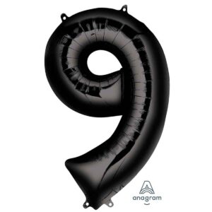 Veliki folija balon broj 9 - Crni, 80 cm