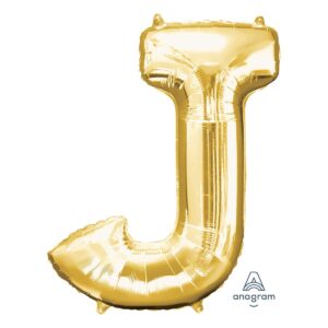 Veliki folija balon slovo "J" Zlatno, 80 cm