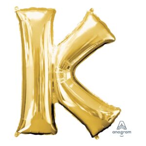 Veliki folija balon slovo "K" Zlatno, 80 cm