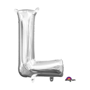 Veliki folija balon slovo "L" Srebrno, 80 cm