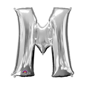 Veliki folija balon slovo "M" Srebrno, 80 cm