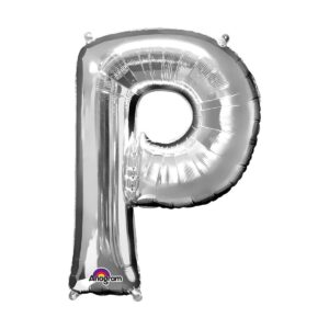 Veliki folija balon slovo "P" Srebrno, 80 cm