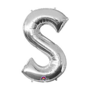 Veliki folija balon slovo "S" Srebrno, 80 cm