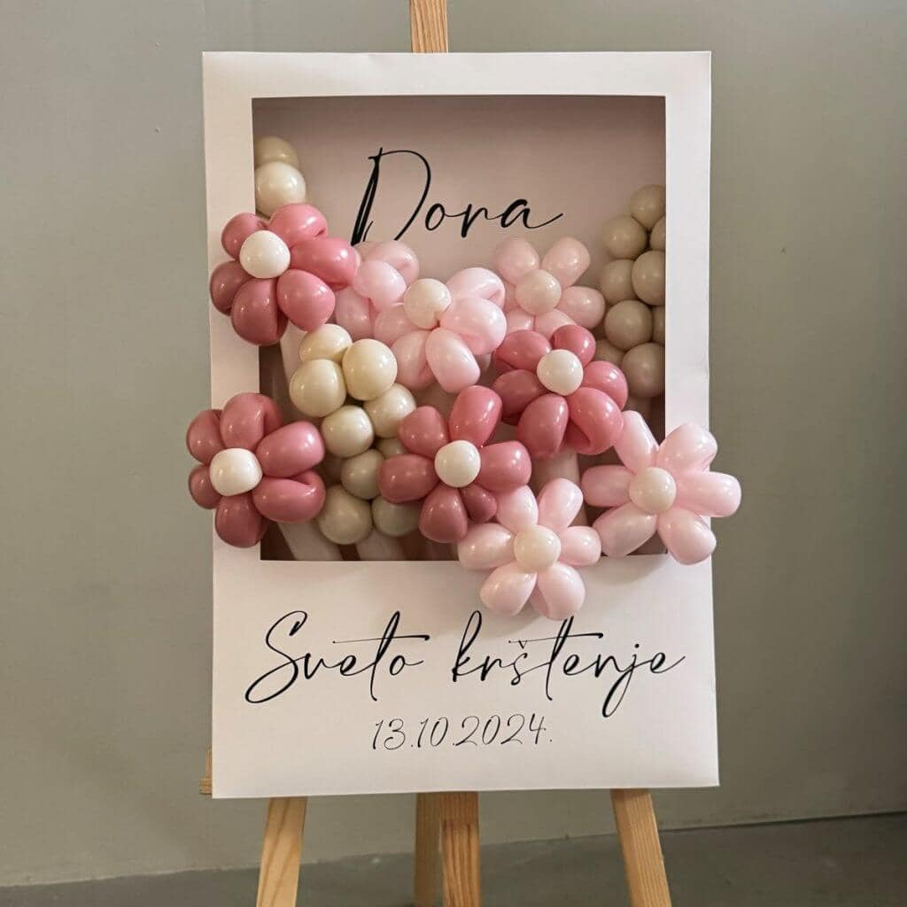 flowerbox kutija personalizirana s cvijećem od balona