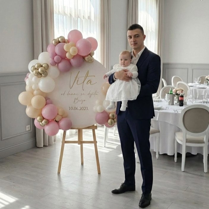 mali pano za krštenje rozo bijelo bež zlatno