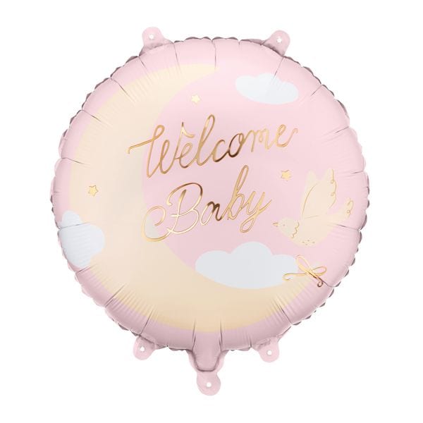 Folija balon 43 cm - Welcome Baby - Roza